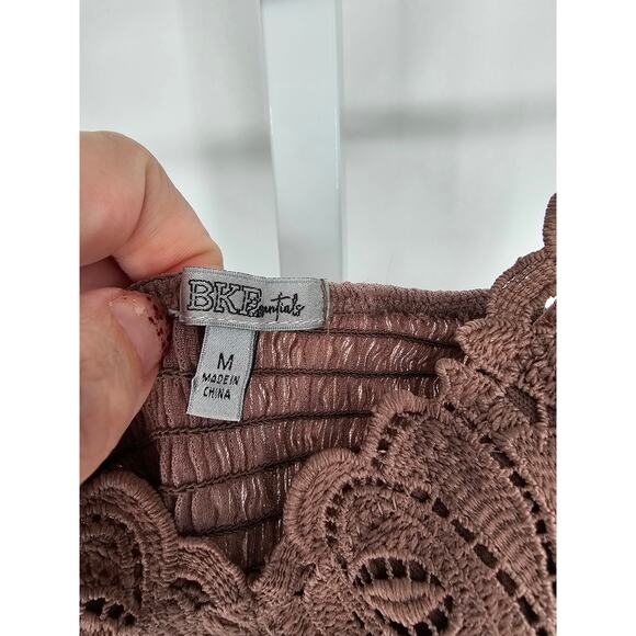 BKE Essentials Womens Sz M Longline Bralette Bra Dark Taupe Lace - Picture 3 of 4